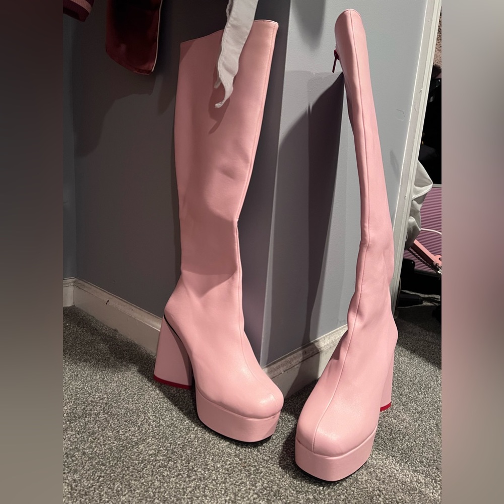 Dolls Kill Pink Heart Boots